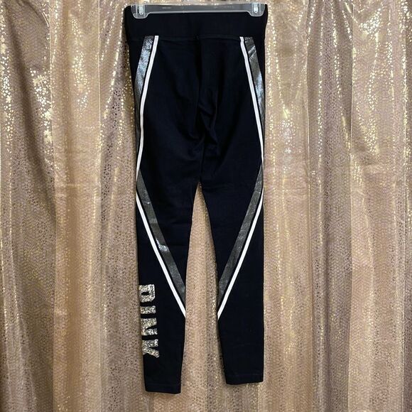 PINK Victorias Secret RARE black/silver sequin bling yoga pants, size XS, EUC - Picture 3 of 6